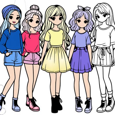 a group of five girls