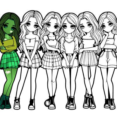 a group of girls realistic