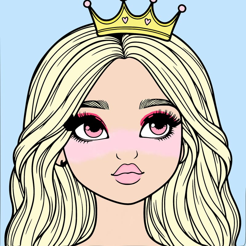 a realistic girl with a crown on