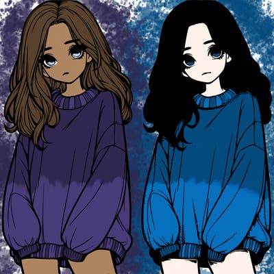 realistic girl with baggy sweater