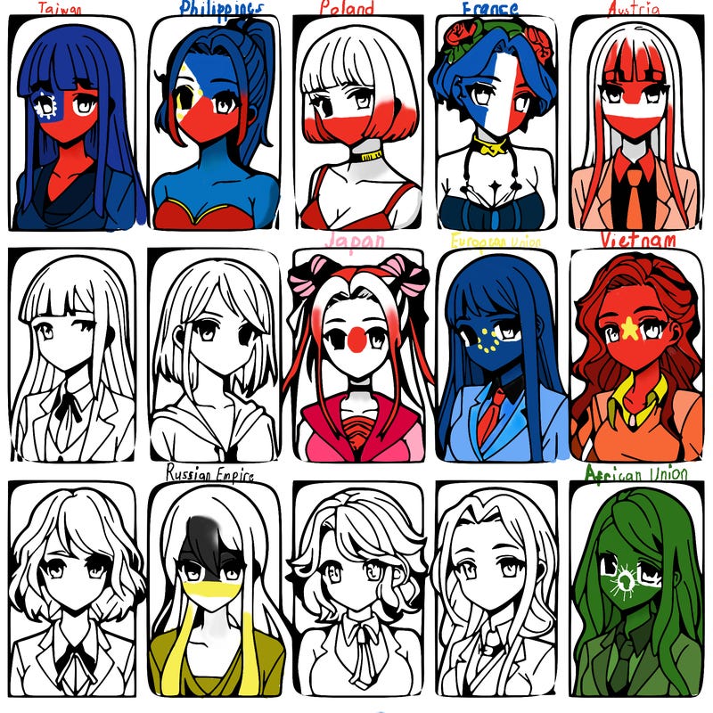 girls that look diffrent anime