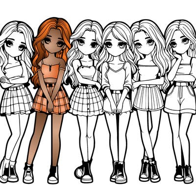 a group of girls realistic