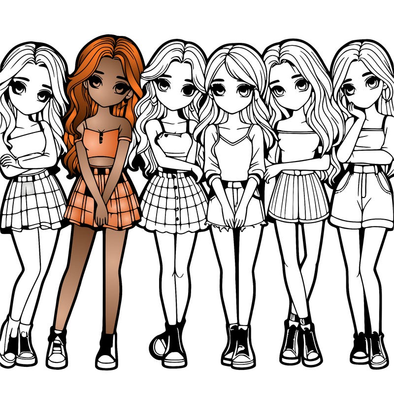 a group of girls realistic