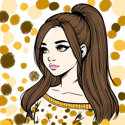 realistic girl with a high ponytail