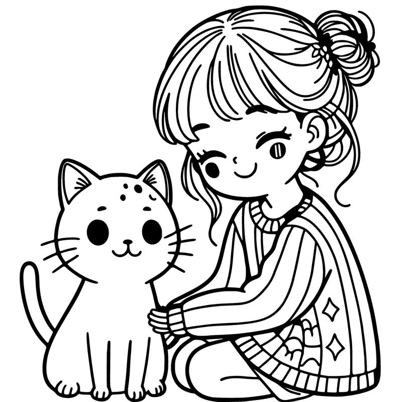 cat with girl