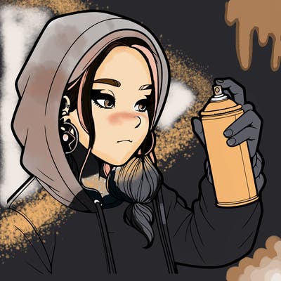 a realistic girl, spray painting