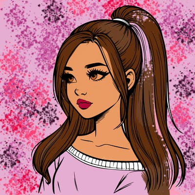 realistic girl with a high ponytail