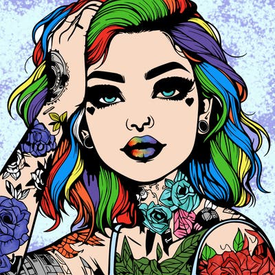 realistic girl with tattoos all over