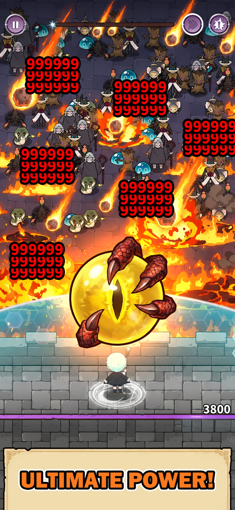 Dark Mage Defense: 66,666 - Dark Mage unleashing ultimate power spells against monster waves in strategic defense gameplay.