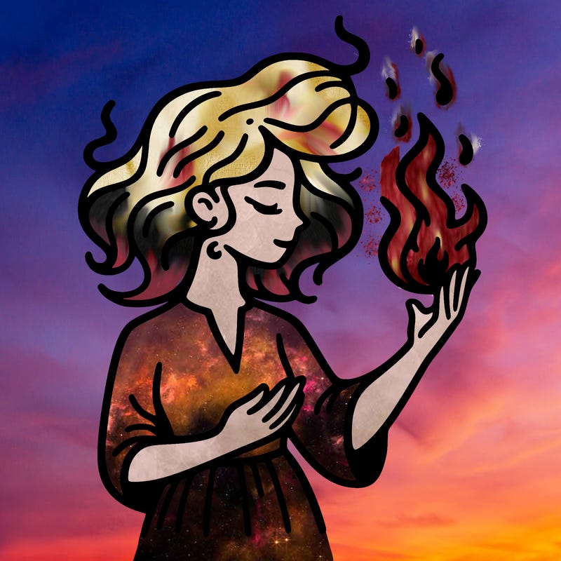 woman with fire