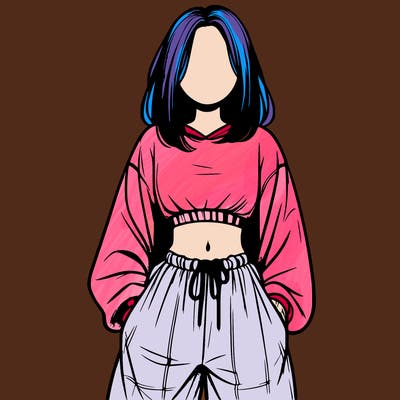 realistic girl faceless with baggy pants and a crop top