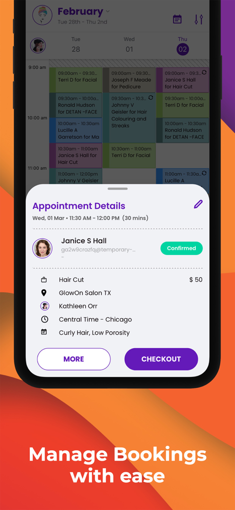Picktime - Picktime app screenshot displaying hair salon appointment details and booking confirmation on a mobile screen.