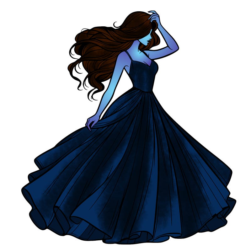 realistic woman with dress flowing in the wind