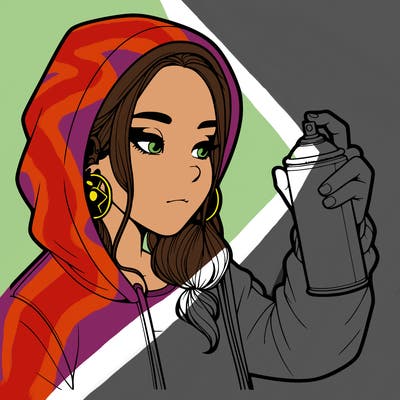 a realistic girl, spray painting