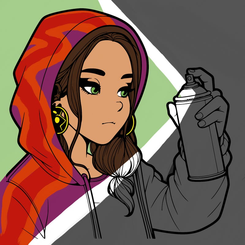 a realistic girl, spray painting