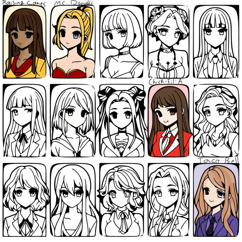 girls that look diffrent anime