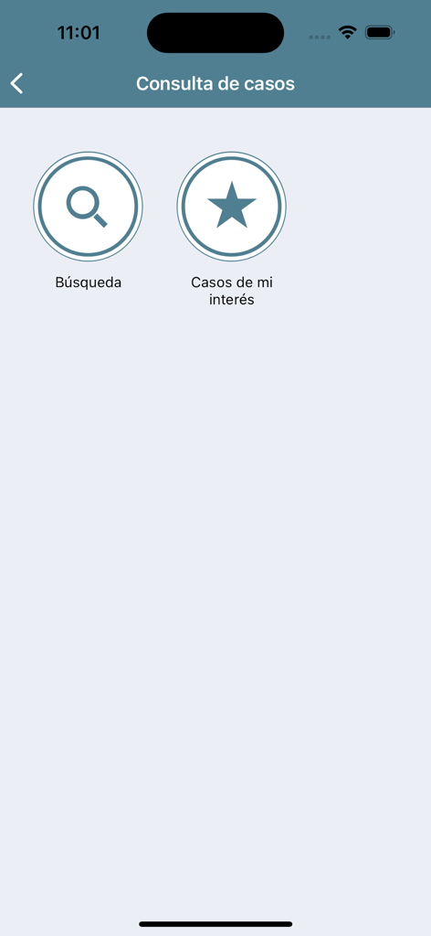 Poder Judicial de Puerto Rico - Case inquiry screen with search and followed cases options in the Poder Judicial de Puerto Rico app