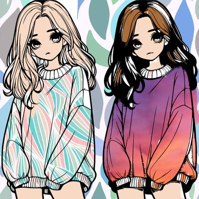 realistic girl with baggy sweater