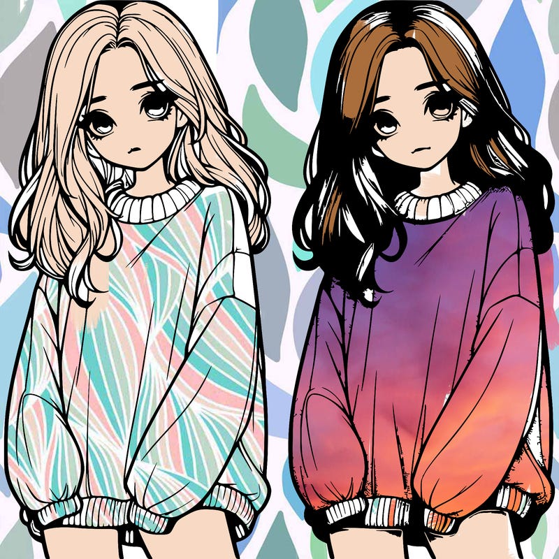 realistic girl with baggy sweater