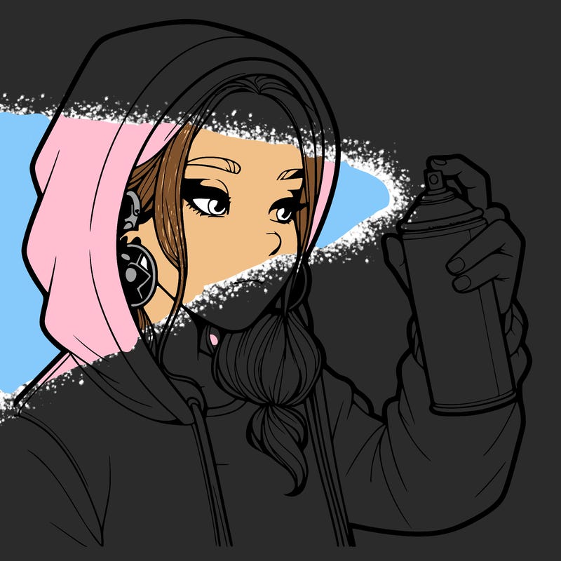 a realistic girl, spray painting