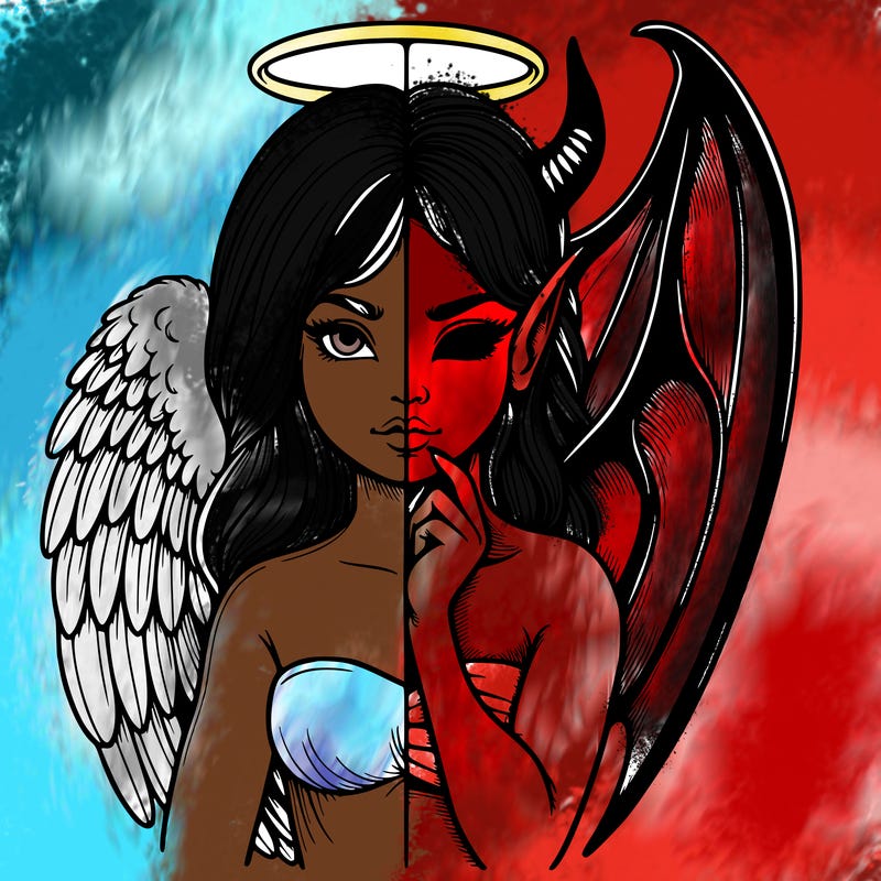 realistic angel half demon