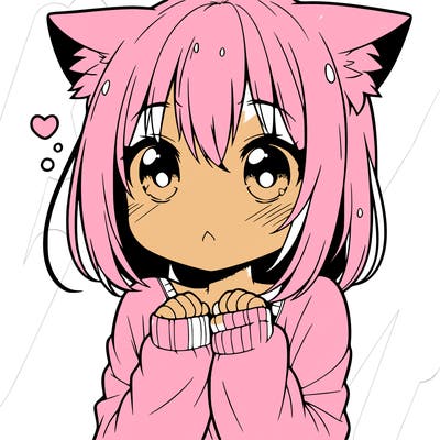 shy anime catgirl