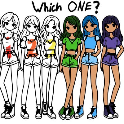 a group of girls wearing crop tops and shorts