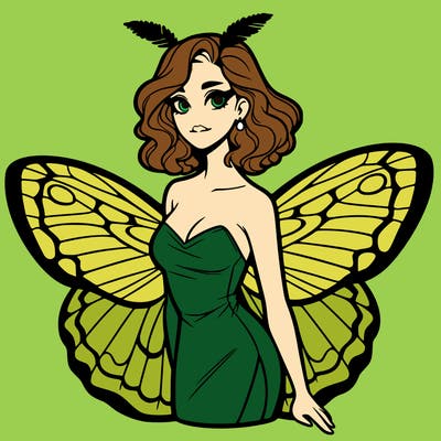 woman with moth wings