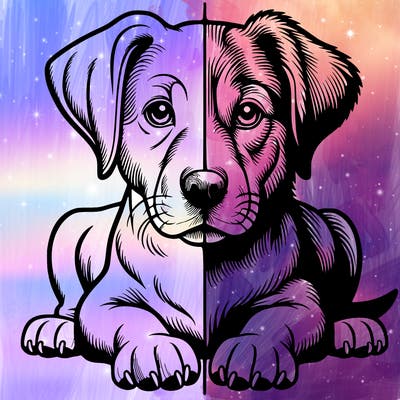 realistic dog split picture