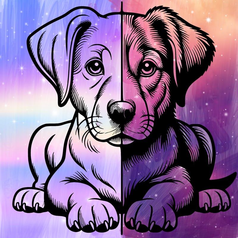 realistic dog split picture