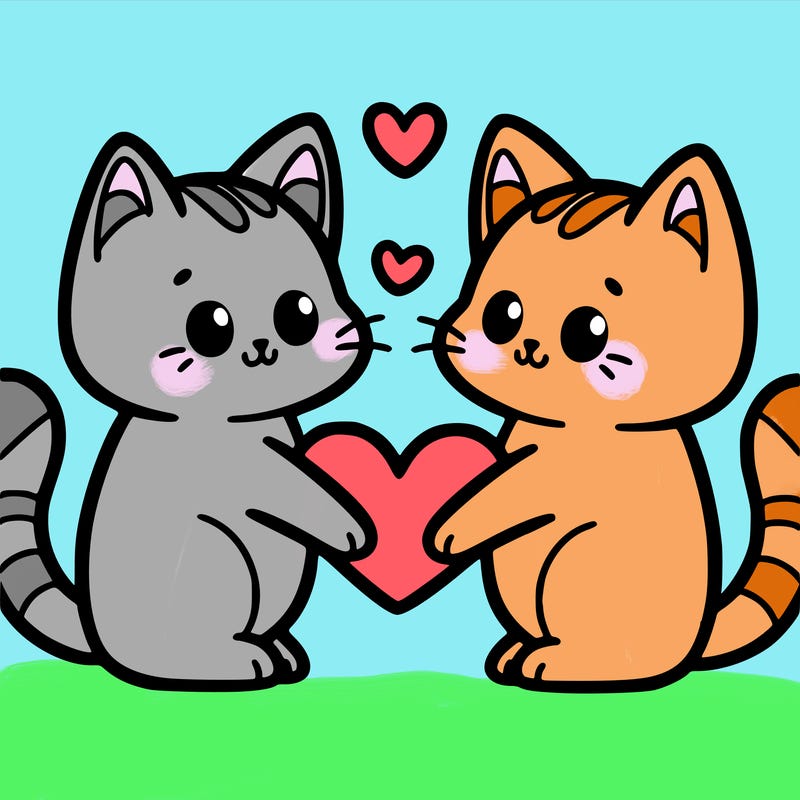 cats making a heart with  their tails