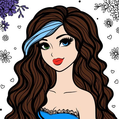 pretty woman with long wavy hair