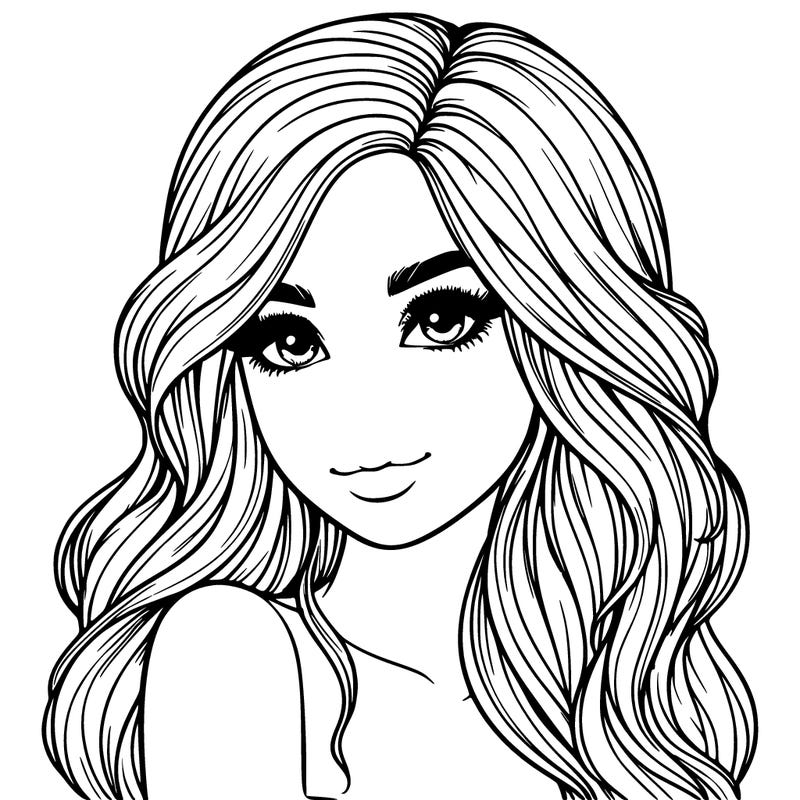 realistic girl with beautiful long hair