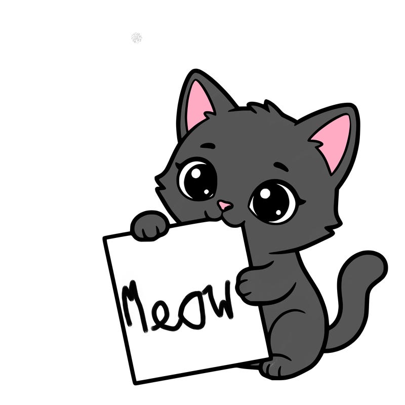 a small cat with a blank sheet of paper in its hand. the cat is sooooooo cute!