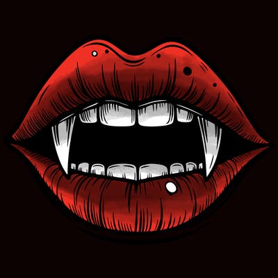 lips with vampire teeth