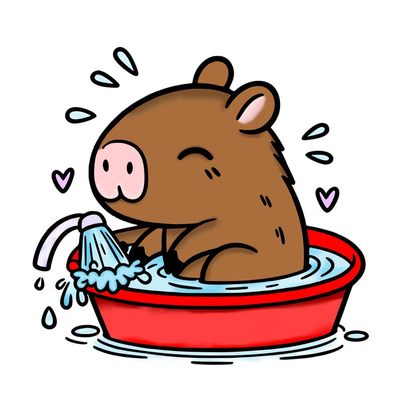 capybara taking a bath