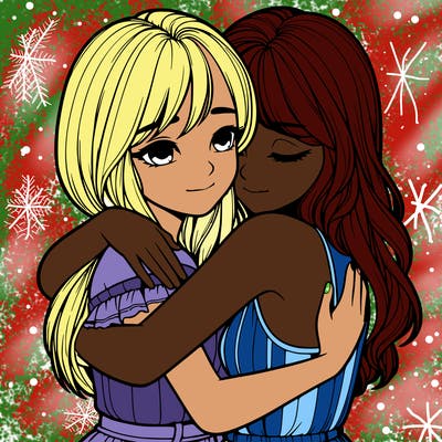 realistic girls hugging