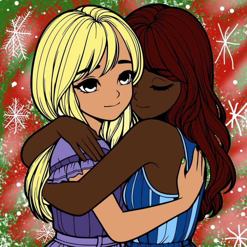 realistic girls hugging