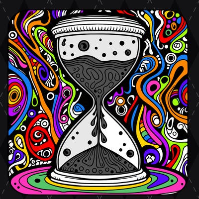 surreal pschedelic hourglass sands of time