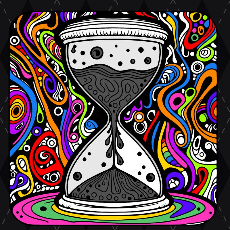 surreal pschedelic hourglass sands of time