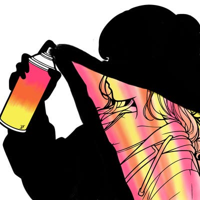 a realistic girl spray, painting