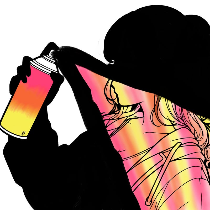 a realistic girl spray, painting