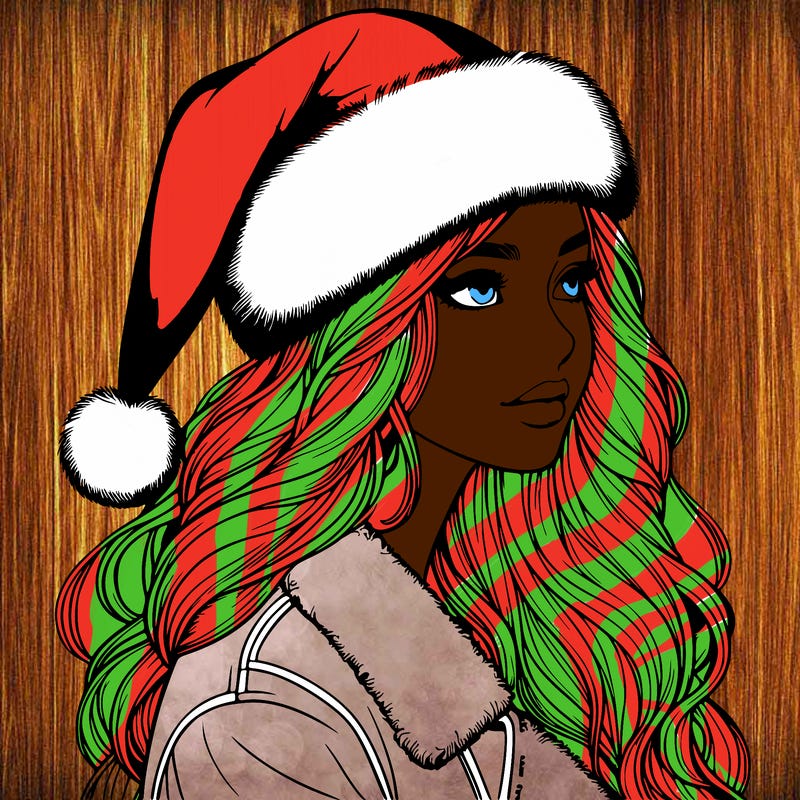 realistic girl in santa hat