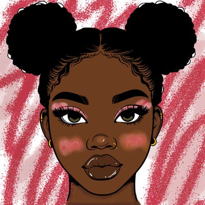 realistic black woman with two buns