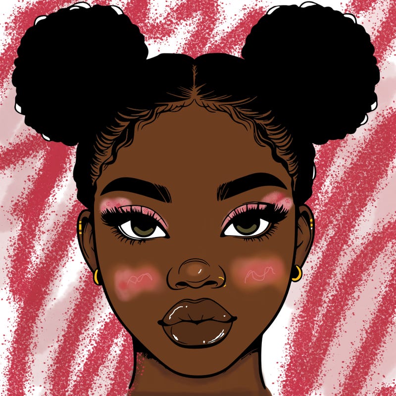 realistic black woman with two buns