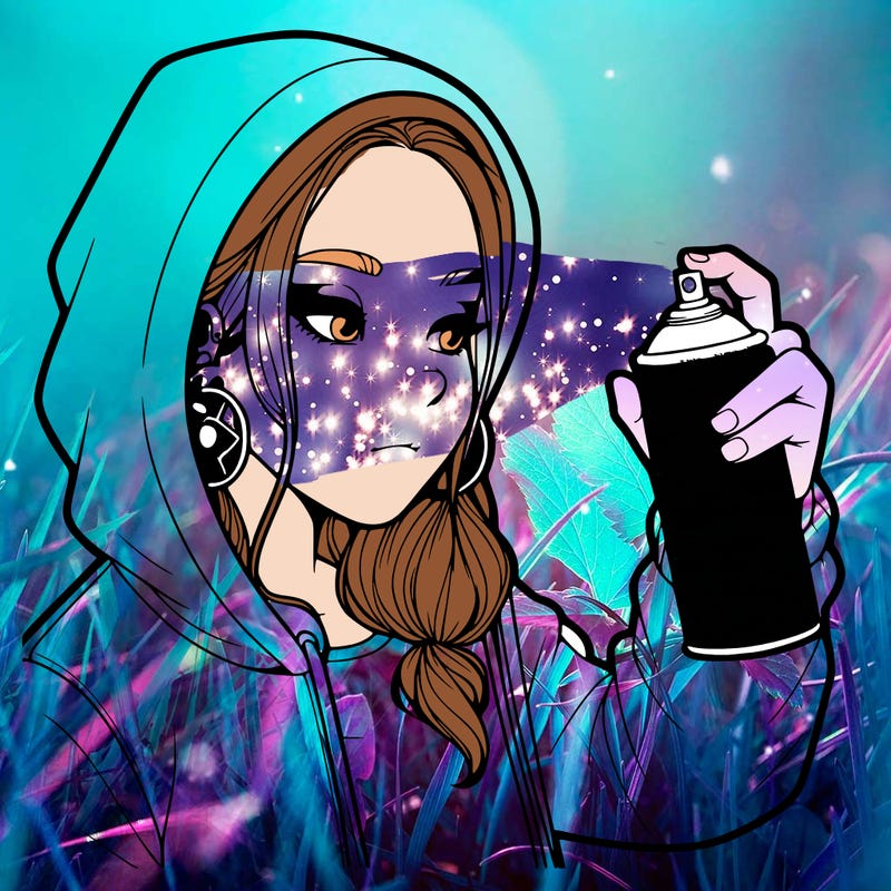 a realistic girl, spray painting