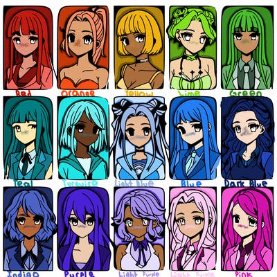 girls that look diffrent anime