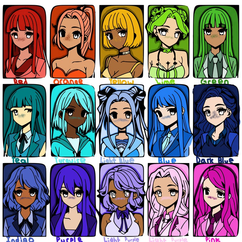 girls that look diffrent anime