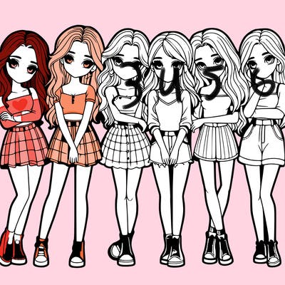 a group of girls realistic