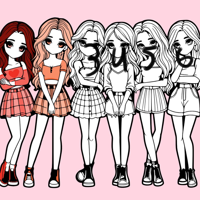 a group of girls realistic